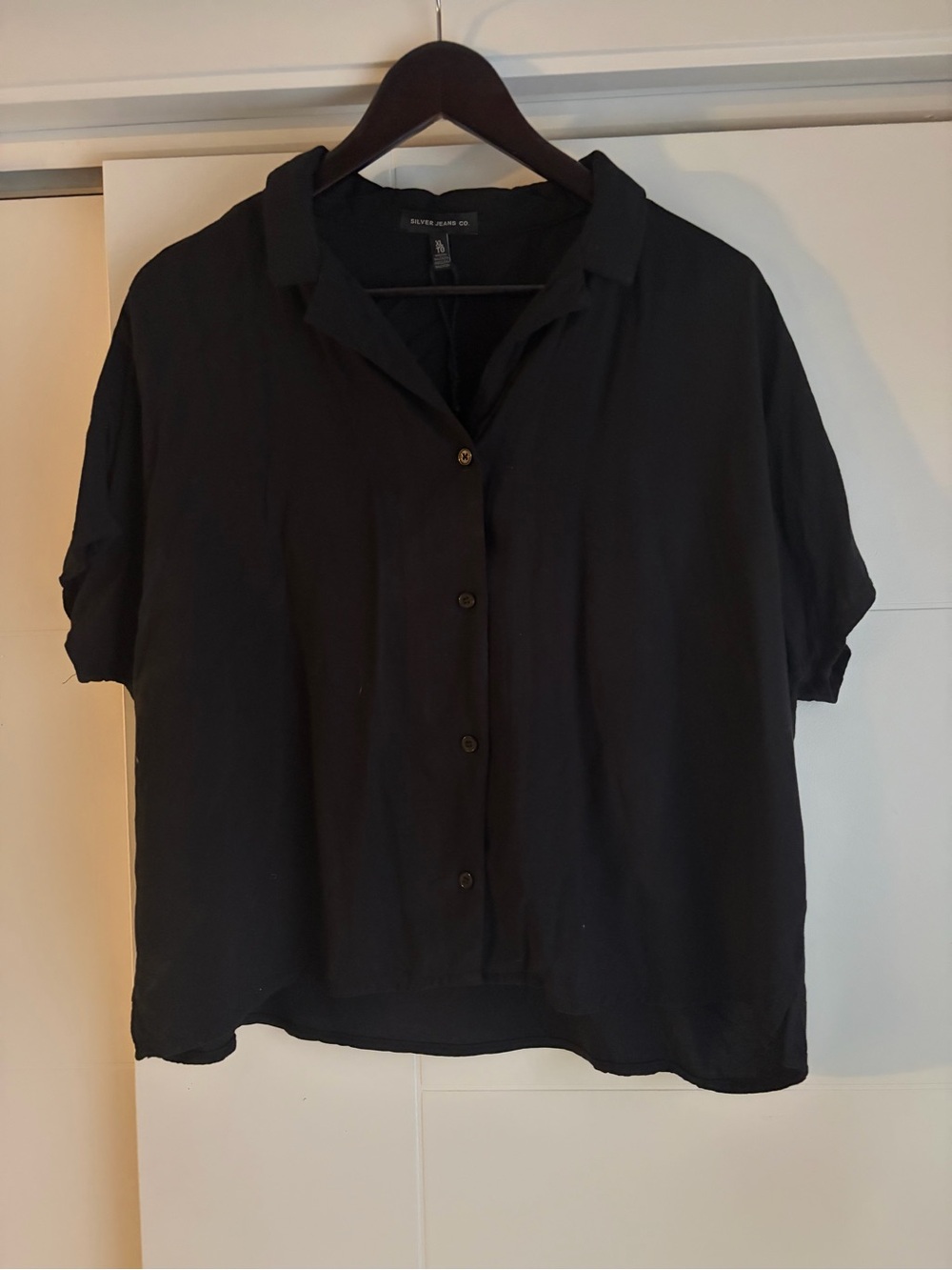 Silver Jeans Black Short-Sleeve Button Down Top
